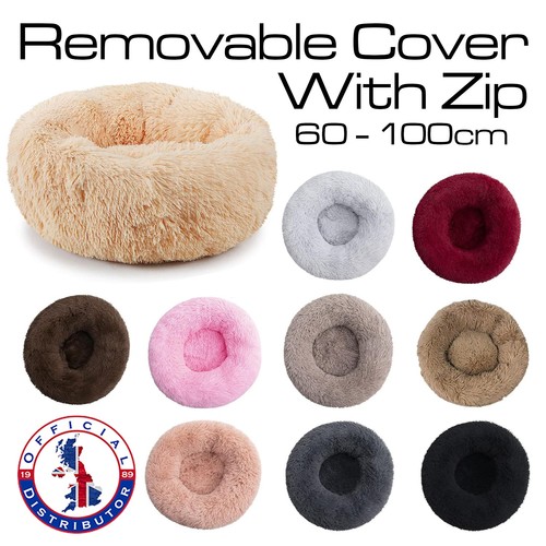 Round fluffy pet bed zip - fluffy,