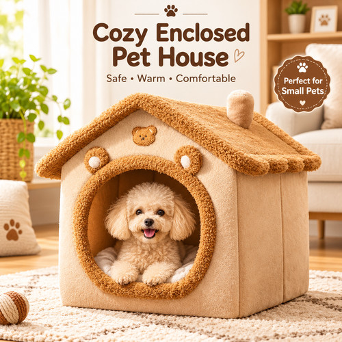 Cozy enclosed pet house - pet,