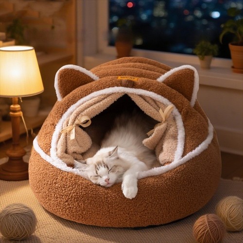 Portable enclosed cat bed - portable, mat