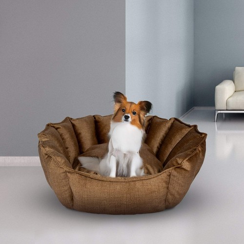 Bronze plush dog cat bed - bronze,