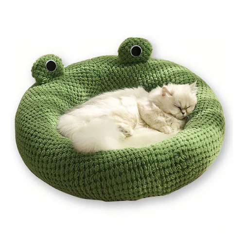 Frog design pet bed plush - frog, semi
