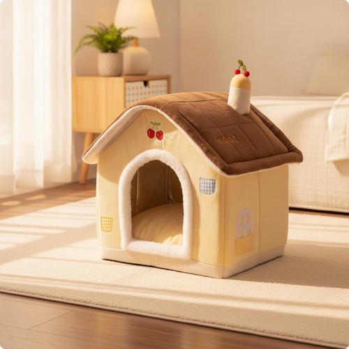 Enclosed pet house bed - house,
