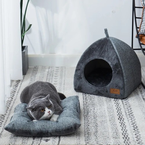 Triangle cat cave bed plush - cat,