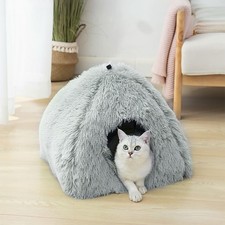 Plush Cat Bed Cave Enclosed