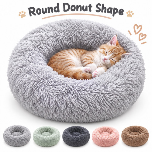 Round plush pet bed for - round,