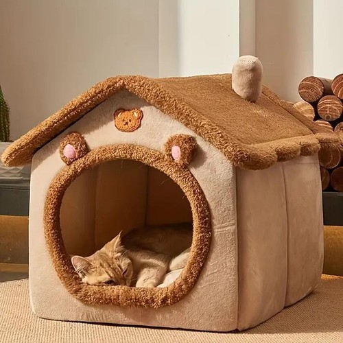 Enclosed pet cave bed - enclosed,